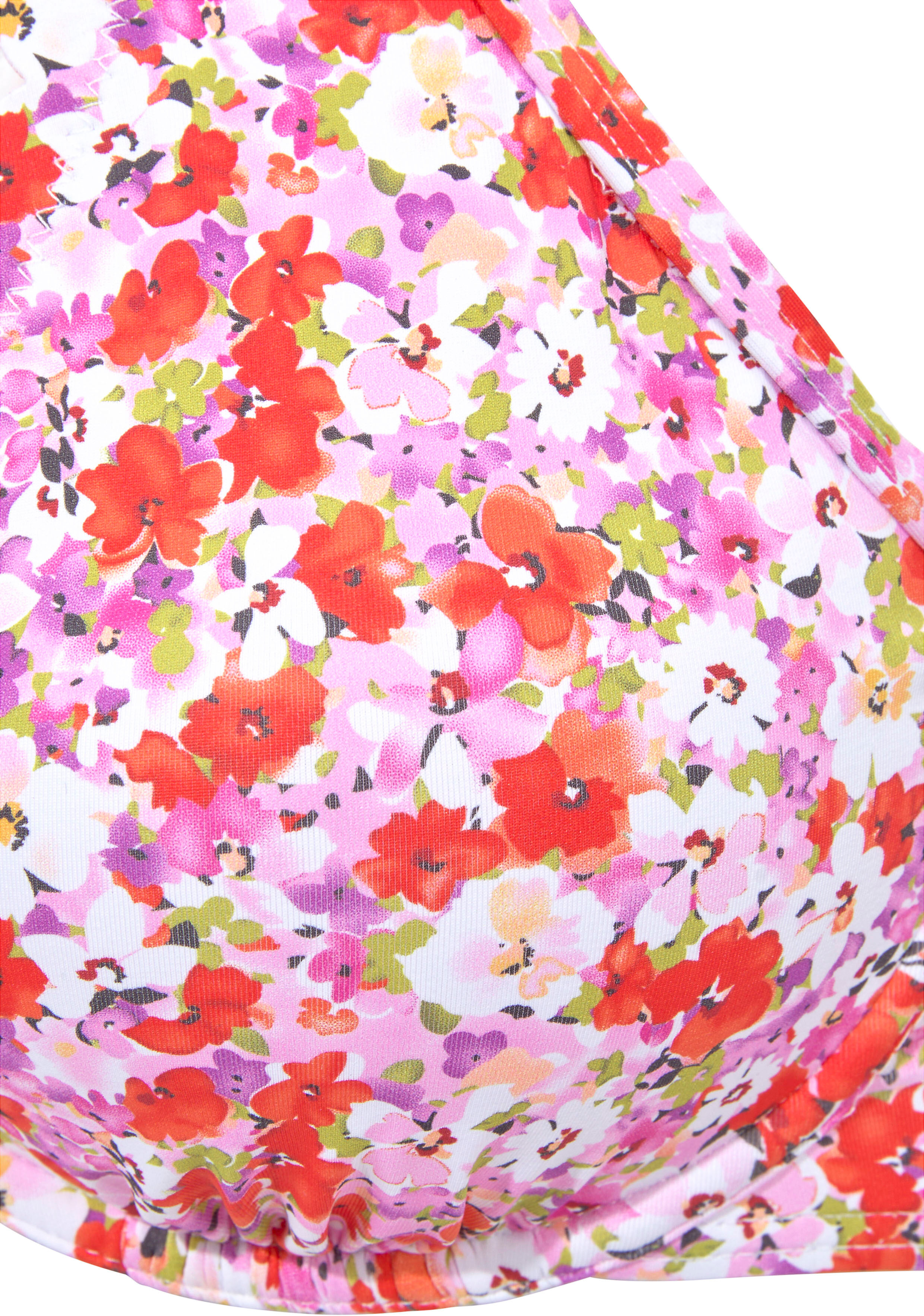 Bügel-Bikini-Top LASCANA "Jasmin", Damen, Gr. 38, Cup D, bunt (rot, flieder), Microfaser, floral, Bikini-Oberteile Bügel-Bikini-Top, im Blümchen-Druck