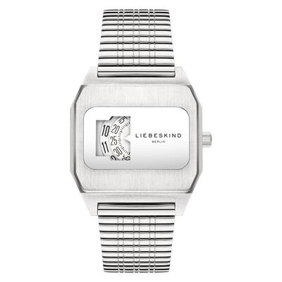 Quarzuhr LIEBESKIND BERLIN "Vinyl Vision", silber (silberfarben), Armbanduhren, Damen, Quarzuhr, Armbanduhr, Damenuhr, Edelstahlarmband, analog