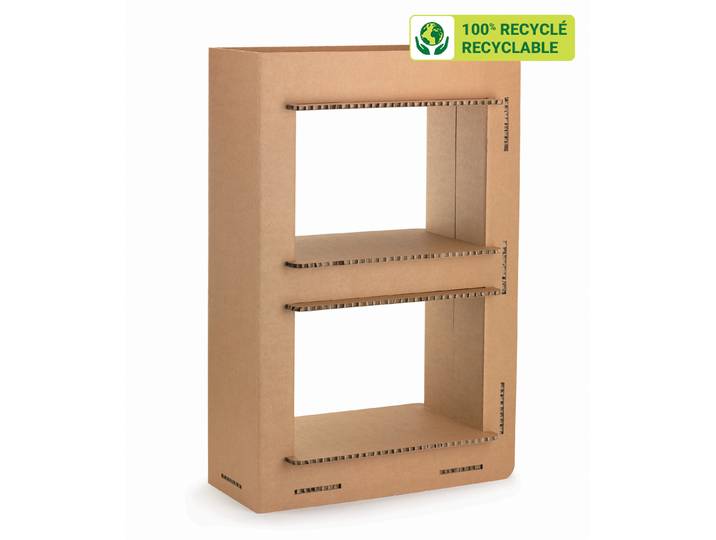 KRAFTDESIGN Etagère 2 cases H. 91,5 cm en carton alvéolaire - Kraft naturel