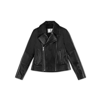 Bikerjacke PHILIPP PLEIN "Signature", Damen, Gr. 6, schwarz (02, schwarz), Obermaterial: 100% Lamm Leder. Futter: 100% Acetat, Jacken