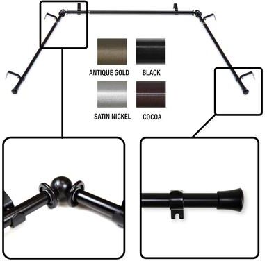 "InStyleDesign 5/8 inch Bay Curtain Rod 20""-36"", 38""-72"""