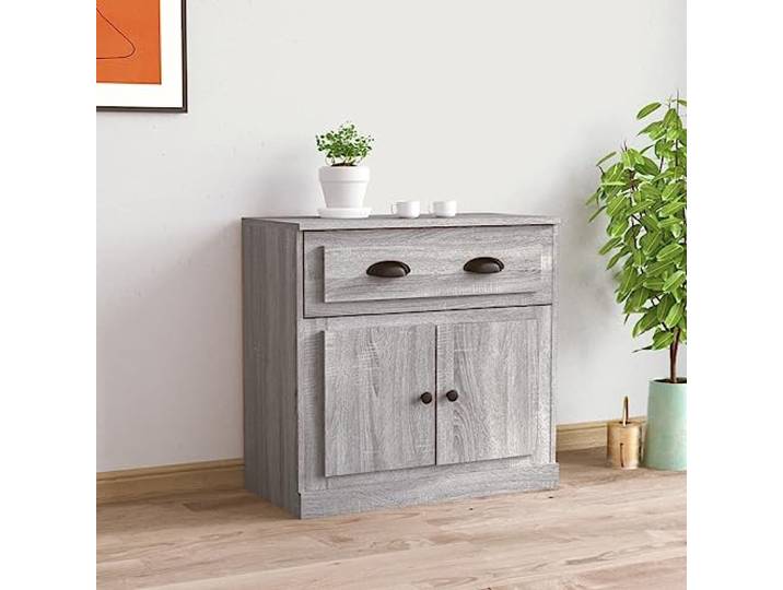 HEFZGDB Klassisches Sideboard in zeitlosem Design aus Holzwerkstoff mit glatter Oberfläche, Sideboard Grau Sonoma 70x35,5x67,5 cm mit viel Stauraum, praktisches mit Türen zum Schutz