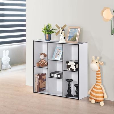 InRoom Designs Modern Bookcase with 7 Open Storage Cubby Compartments, Geometric Display Shelves and Spacious Top Surface