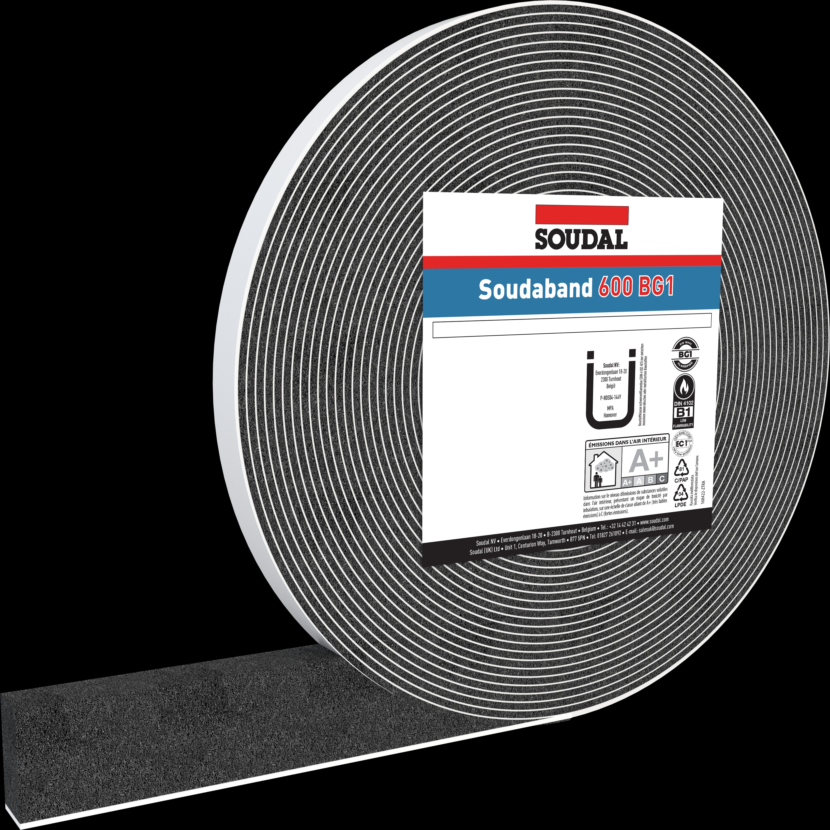 SOUDAL Soudaband 600 BG1 - Selbstklebendes Kompriband, Fugentiefe 15 mm, Fugenbreite 3-7 mm, Rollenlänge 8,0 m 168417