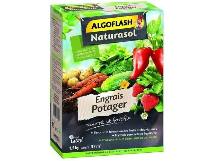 Algoflash\, engrais pour potagers\, 1\,5 kg\, granulés. Produit naturel pour l'agriculture biologique