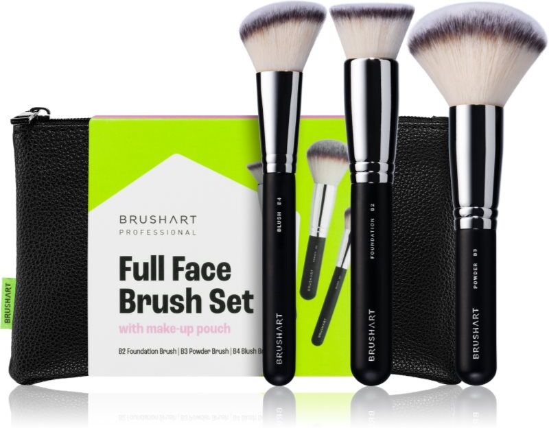 BrushArt Professional Full Face brush set with makeup pouch Kit de pinceaux avec pochette Noir