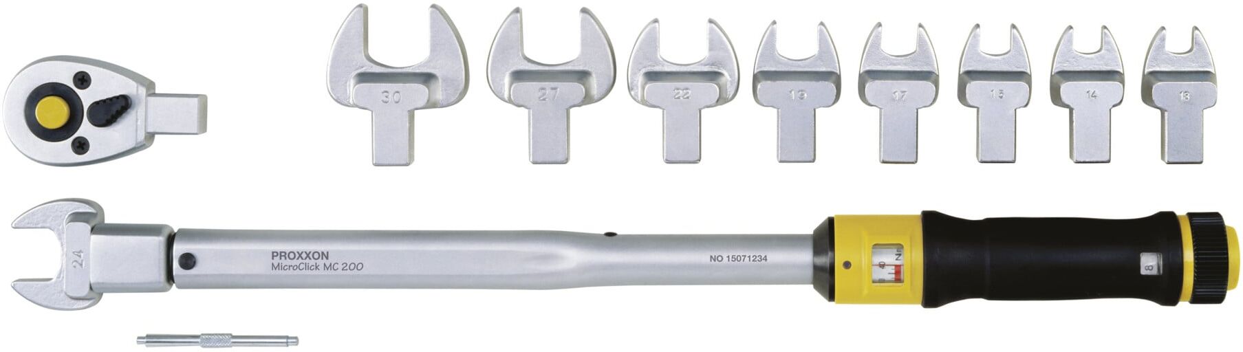Proxxon MicroClick MC200 Drehmomentschlüssel aus Stahl mit Umschaltknarre (40 - 200 Nm, 1/2 Antrieb) für Schraubverbindungen, 23342)