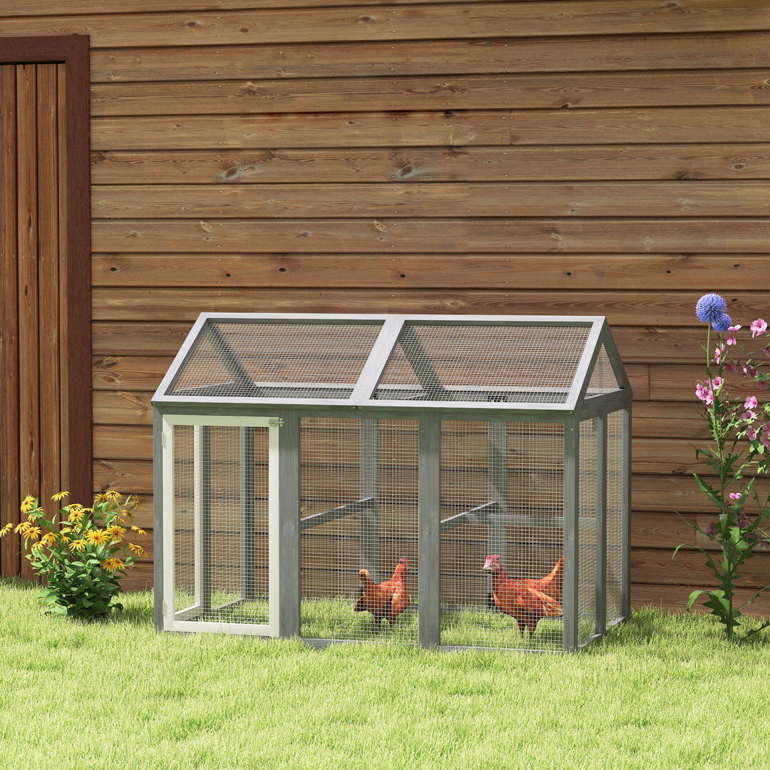 PawHut Chicken Run Wooden Chicken Coop with Combinable Design - Grey 1.24m²