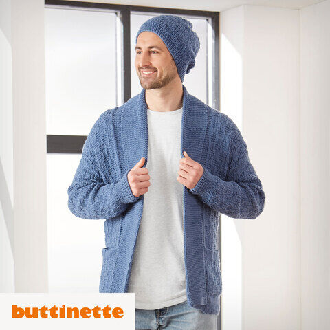 Strickanleitung – Herrenjacke mit Schalkragen aus Woll Butt Innsbruck