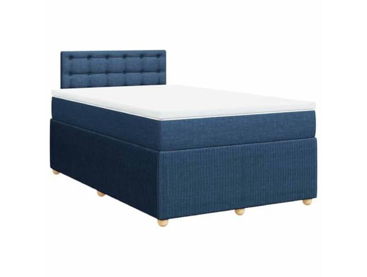 PUGYNBK Boxspringbett, 120 x 200 cm, mit blauer Matratze Lattenrost mit Leisten, Taschenfedern, abnehmbarer Bezug, atmungsaktives Polyestergewebe