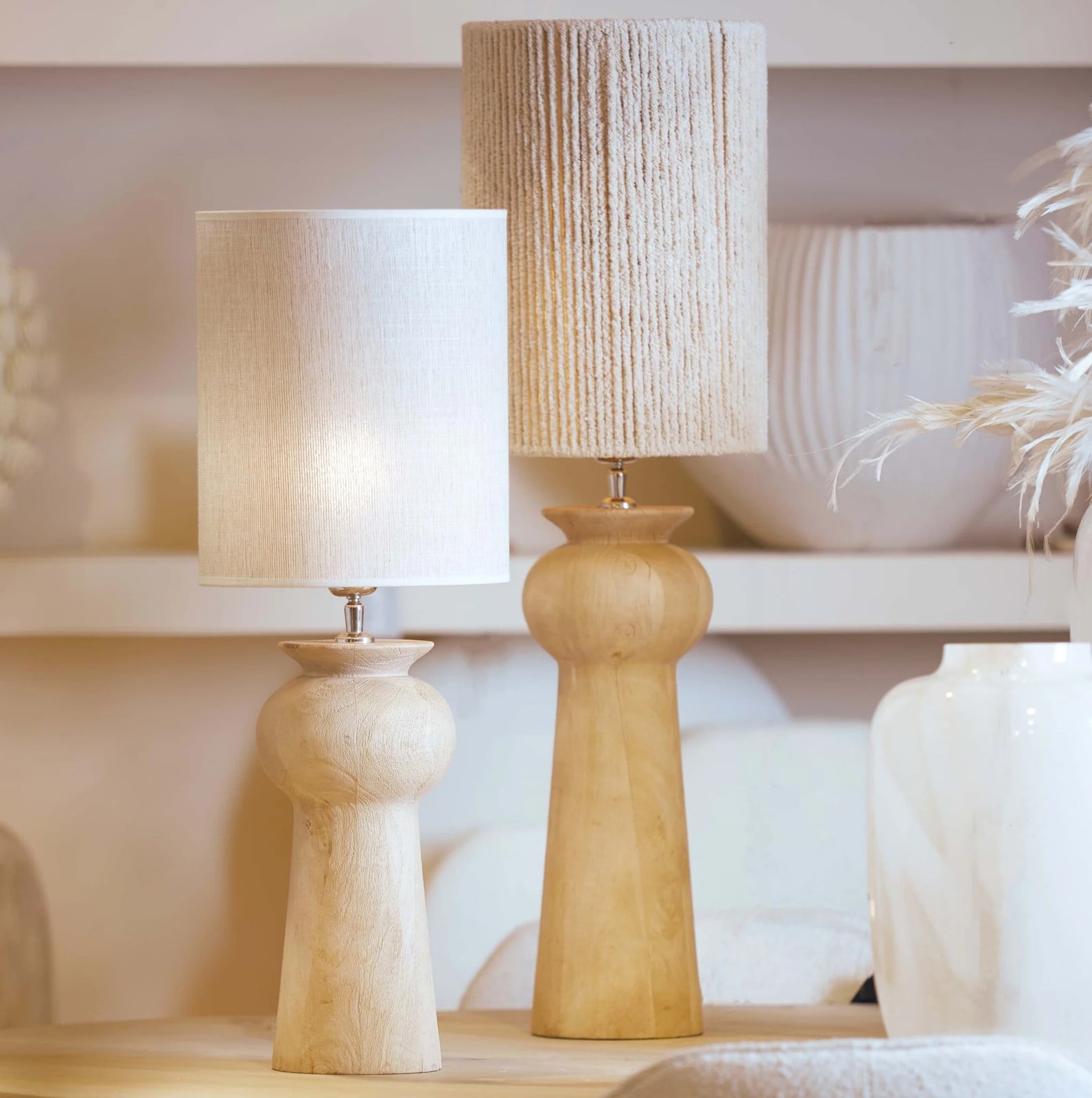 Light & Living Baglio tafellampvoet, hout, bruin, B: 17 cm, H: 35 cm
