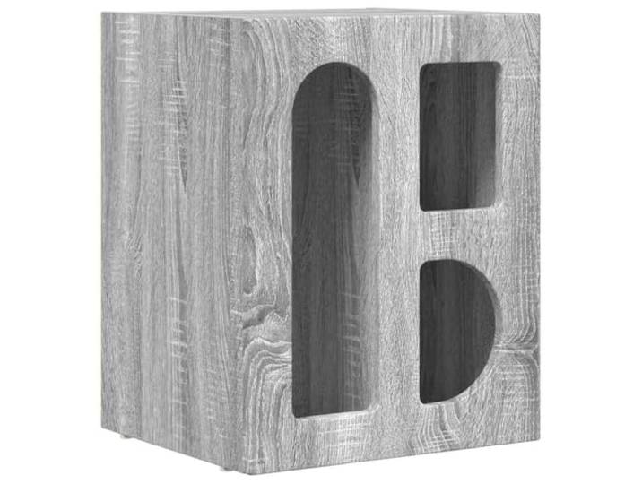 hliofuir Nachttisch Graues Sonoma 40x35x50 cm Holzwerkstoff Kompakter Nachtschrank mit 3 offenen Fächern für das Schlafzimmer, pflegeleicht und vielseitig einsetzbar.