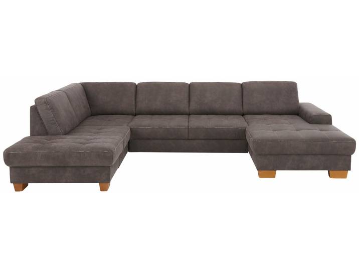 Wohnlandschaft, Luxus-Microfaser, Grau, 340×224 cm, Ottomane Links, Modern, Home-affaire