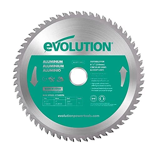 Evolution Power Tools A210TCT-60CS Aluminium-metaalzaagblad voor cirkel- en afkortzagen, 60 tanden, 210 mm diameter, 2,4 mm zaagsnede