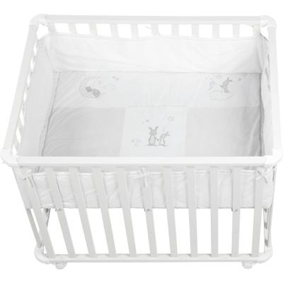 Laufgitter ROBA "Fox & Bunny, weiß, 75x100 cm", Baby, weiß, Laufställe Laufgitter, mit Stoffeinlage; Rollen, höhenverstellbar