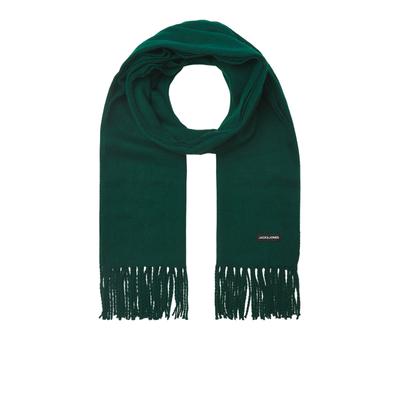 Strickschal JACK & JONES "JACSOLID WOVEN SCARF NOOS", Herren, grün (scarab), Strick, Kunstfaser, unifarben, Modetücher, Kunstfaser, mit Fransen