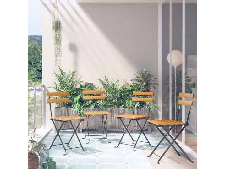 CHIC Chaises de Bistrot Pliantes Lot de 4 en Bois d'acacia Massif 40x39x79 cm pour Jardin et Terrasse 547475