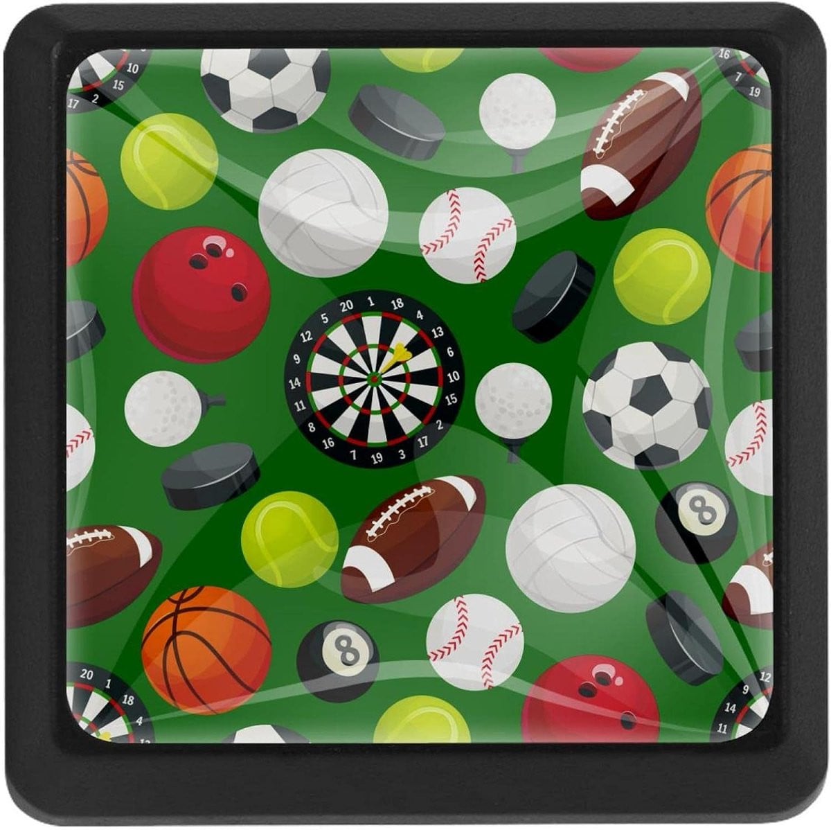 Set van 3 groene ladehandgrepen met sportbal design voor meubels