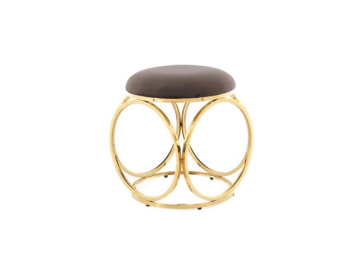 Kayoom Hocker, Taupe, Gold, Metall, Füllung: Schaumstoff, rund, 40x49x40 cm, Wohnzimmer, Hocker, Sitzhocker
