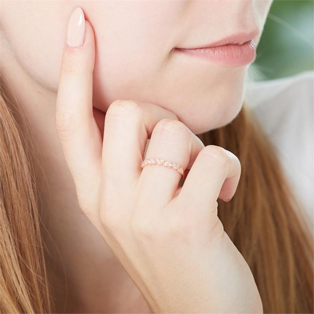 Unique Ring Herzen aus 585er Roségold mit Diamanten rosé
