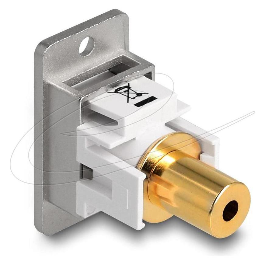 Delock Panel Mount Klinkenbuchse 3,5mm 4 Pin zu Klinkenbuchse 3,5mm 4 Pin vergoldet silber / weiss (90884)