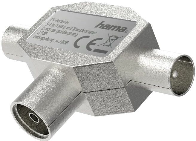 Connettore antenna Hama 00205236 Coax Connector To 2 Coax Plugs Metal