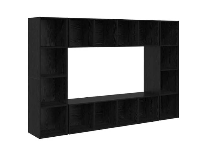 LMTYOENFG TV-Schrank Set 4-teilig Wandmontiert Holzwerkstoff Schwarz Platzsparende Hängeboards für Wohnzimmer und Schlafzimmer. Stabile Regale bieten flexiblen Stauraum für moderne Medien.