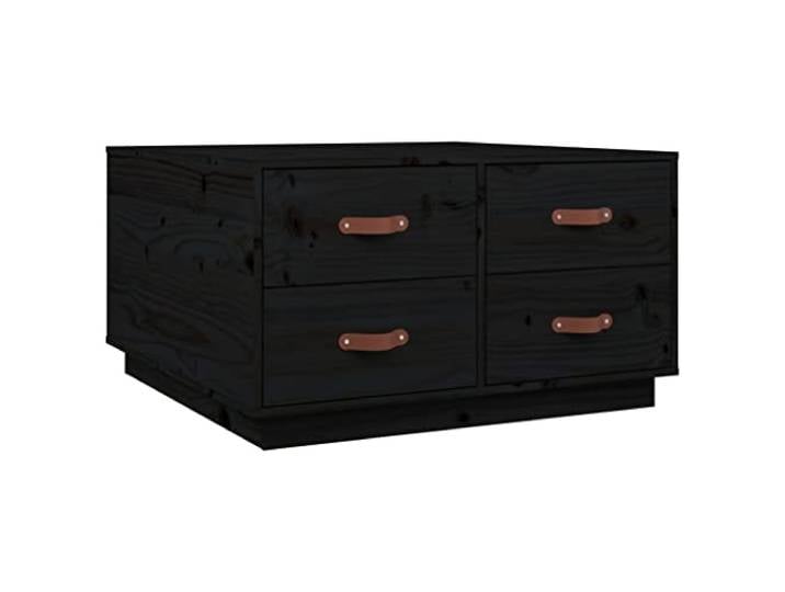 vidaXL Couchtisch Beistelltisch Wohnzimmertisch Sofatisch Teetisch Kaffeetisch Tisch Wohnzimmer Holztisch Schwarz 80x80x45cm Massivholz Kiefer