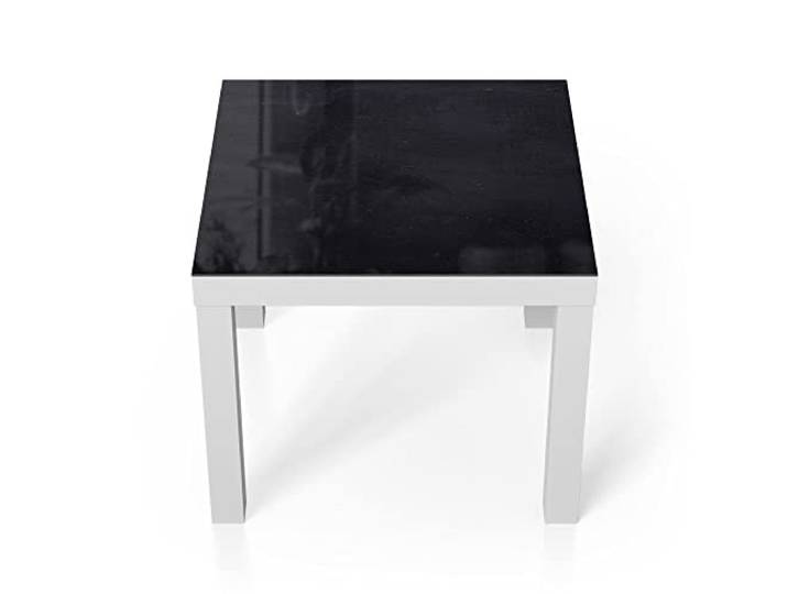 DEQORI Glastisch weiß klein 55x55 cm Motiv Gerahmte Kreidetafel ausgefallener Beistelltisch aus Glas Hochglanz Couchtisch fürs Wohnzimmer moderner Couch Tisch mit Design