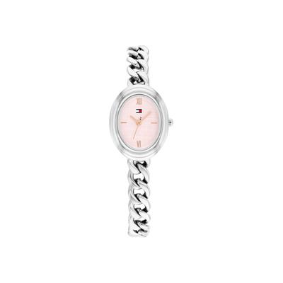 Quarzuhr TOMMY HILFIGER "Demi Oval", rosa (silberfarben, rosa), Armbanduhren, Damen, Quarzuhr, Armbanduhr, Damenuhr, Edelstahlarmband, analog