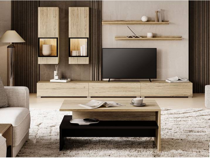 Mur tv-hifi BABEL 5 portes sanremo avec table basse