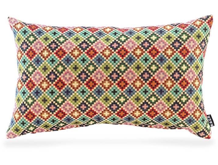Dekokissen H.O.C.K. Damla , bunt (bunt, gemustert), B:50cm L:30cm, Baumwolle, Polyester, Dekokissen_Sitzkissen_Kissenhüllen, Dekokissen, mit kleinen Kreuzen, Kissenhülle mit Füllung, 1 Stück