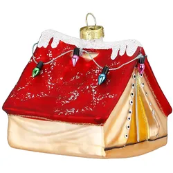 Holly & Jolly Zelt mit Lichterkette Glas 8cm Christbaumschmuck Weihnachtskugeln rot gold