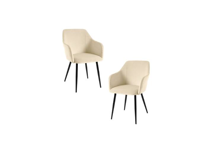2er Set Puan Samt Stühle - Beige