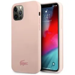 Lacoste LCHCP12MSI iPhone 12 / 12 Pro 6,1" różowy/pink hardcase Silicone (Apple iPhone 12), Smartphone Hülle, Pink