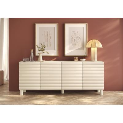 Sideboard OTTO HOME "Adria, 202 cm breit, 4 Türen, Anrichte, Kommode, Stauraumschrank", beige (talco spatolato, fronten talco in 3d, design), B:202cm H:81cm T:42cm, Holzwerkstoff, MDF, Sideboards, Sideboard, Korpus Talco Spatolato, MDF-Fronten in...