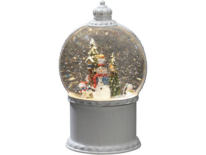 KONSTSMIDE LED Dekoobjekt LED Kugellaterne, Schneemann mit Baum , weiß, 1 warm weiße Diode , weiß, 1, Ø 12,5cm H: 21cm, 1 Stk., Leuchten, wählbare Energieversorgung zwischen USB oder Batteriebetrieb, 5h Timer, LED Dekoobjekt