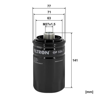 FILTRON Ölfilter OP 526/7 Anschraubfilter 143mm GewindemaßM27x1.5-6H für GEELY VAG GREAT WALL
