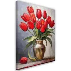 WANDBILD rote tulpen in einer vase