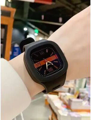 Fusion Finds Elegant Women's Square Watch With Silicone Strap Waterproof Quartz Fashion Wristwatch black