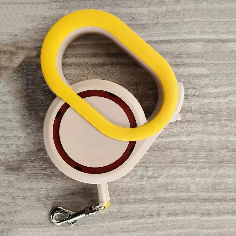 INF Laisse Rétractable Automatique pour Chien 5M - Beige avec Arrêt à Bouton Unique et Poignée Antidérapante