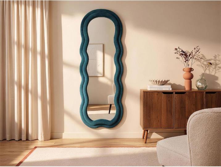 Organischer Spiegel - Samt - 60 x 160 cm - Blau - LINOA