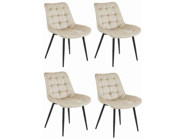 Chaise BERA - velours beige/pieds noirs x 4