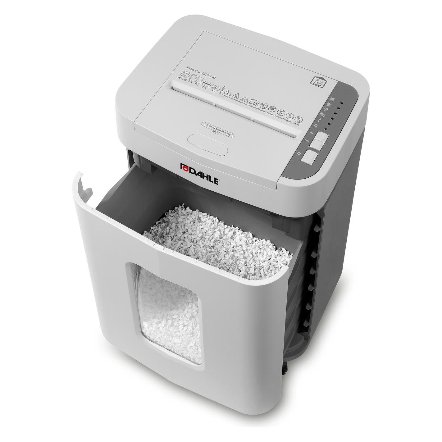 Dahle ShredMATIC 150 Aktenvernichter mit Partikelschnitt P-4, 4 x 12 mm, bis 150 Blatt, lichtgrau (Partikelschnitt) (35151-35151)