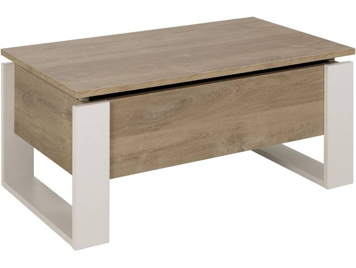 Couchtisch GAMI DENVER , braun (blond eiche nachbildung, uni weiß, uni weiß, blond eiche nachbildung), B:90cm H:40cm T:52cm, Spanplatte, Tische, Couchtisch, Hochklappbare Tischplatte
