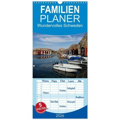 Familienplaner 2026 - Wundervolles Schweden mit 5 Spalten (Wandkalender, 21 x 45 cm) CALVENDO