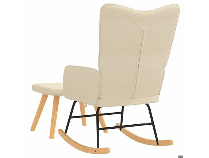 Chaise à bascule avec tabouret Crème Tissu_2 ans garantie_68341