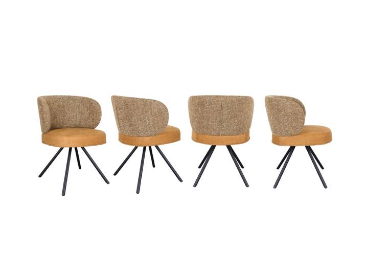 Lot de 4 chaises rembourrées bicolores camel marbré