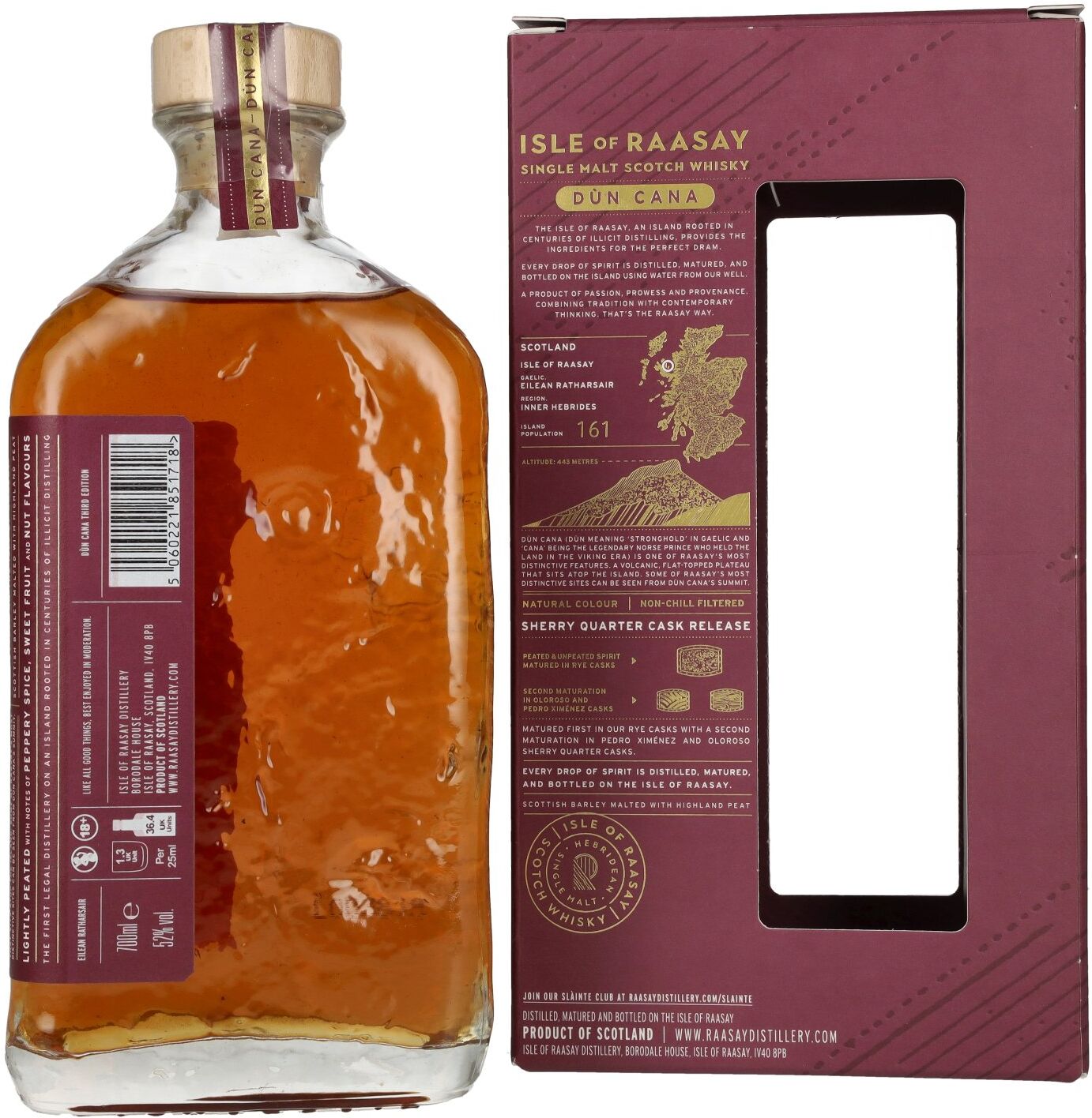 Isle of RAASAY Dùn Cana Sherry Quarter Cask Release 52% Vol. 0,7l in Geschenkbox