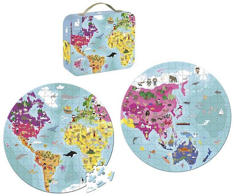 Janod Valisette Puzzle Planète Bleue - 208 pcs